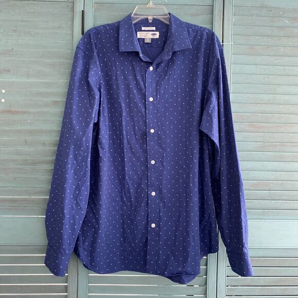 Old Navy Signature Slim Fit Button Up Shirt ~ Sz XL ~ Blue & White ~ Long Sleeve - Picture 1 of 3